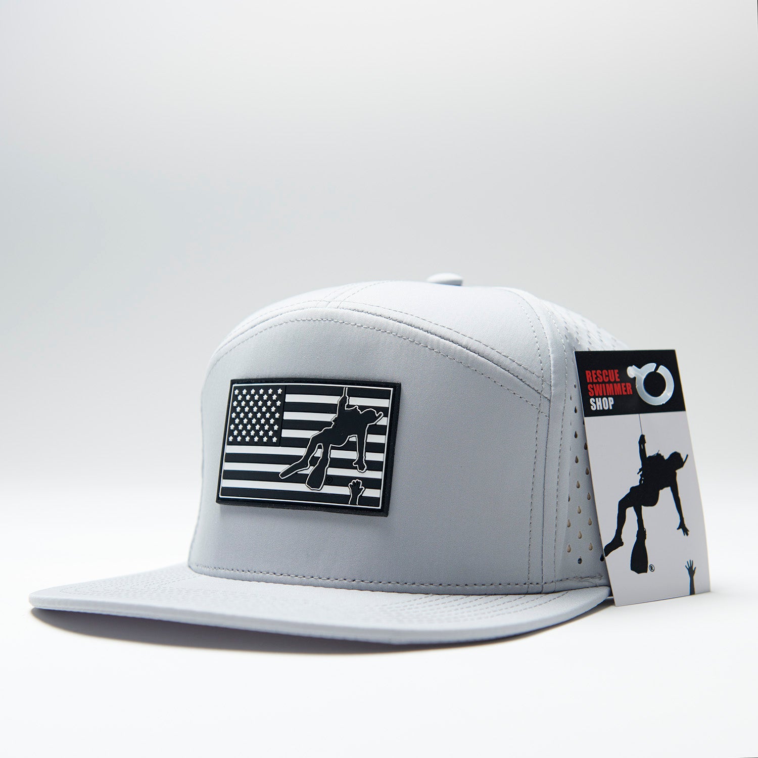 7 Panel Black & Grey - Rescue Swimmer Flag Hat